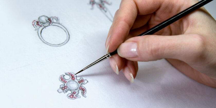 Drawing,Jewelry,Design.,Artist,Designer,Drawing,Sketch,Jewelry,On,Paper